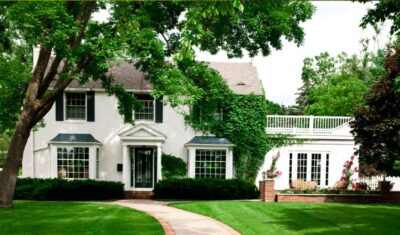 A large tree shading the front of a house near Cleveland, Ohio.